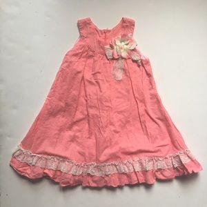 Bonnie Jean Girls Coral Sundress / Spring Party Dress size 5